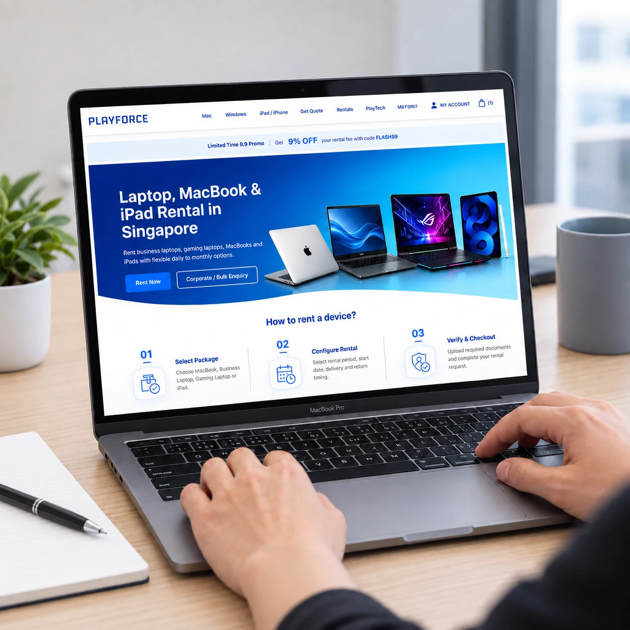 Customer booking a rental device online
